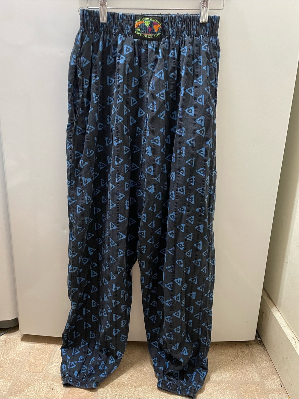 VTG One Size S M 80s 90s Black Blue Tribal Fresh Prince Lightweight Jogger Pants